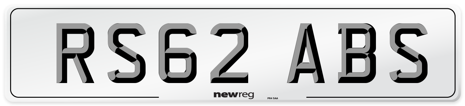 RS62 ABS Number Plate from New Reg